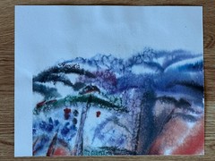 ALICE GUZMAN ORIGINAL WATERCOLOR PAINTING 9″ X 7.25″ NEW MEXICO ARTIST 1980’S