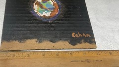 CohAn Original Planet Painting Acrylic & Colored Pencil on Cardboard Mixed Media