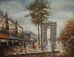 Hand Painted Signed Impasto Paris Cityscape Oil Painting 30×20 Canvas No Frame