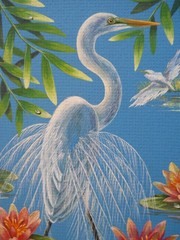 Original Egret Bird Wildlife Landscape Painting