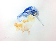 Kingfisher,Birds, Watercolor artwork, Handmade, Original painting on paper