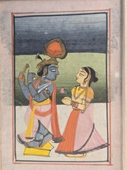 Vintage Indian Miniature Painting Radha Krishna Malwa Style Framed