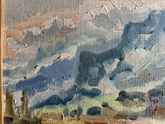 Oil painting Alps Ukrainian painter Canvas Framed original decor landscape art