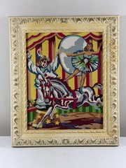 Circus Show Vintage Original Signed Paint By Numbers TM Dooley Art Mid Century