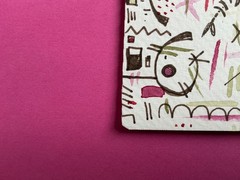 Abstract fish Kandinsky inspired watercolour and ink 2.5 x 2.5 inches, 2026