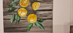 Original oil painting lemons kitchen artwork food fruits nature art 12×16″