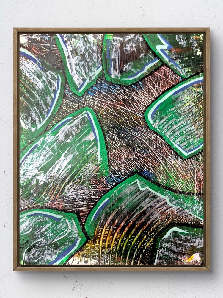 Hand Painted Abstract Non-Representational Wall Art Acrylic on Wood Panel 8×10