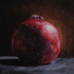 Pomegranate oil painting Fruit Still life Fruit art ORIGINAL Tiny Kitchen Art 6″