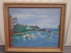 Vintage Framed and signed Marine Landscape Oil Painting