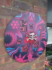 Abstract Skull Painting With Wild Designs – 20 Inches Round- Original