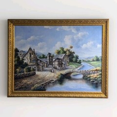 Original Oil Painting on Canvas ( Signed by R. Hilton) – Gilt Framed -…