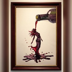 Woman Formed from Red Wine Watercolor Painting A4 Original Art Feminine Fantasy