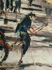 Chinese city scene, rickshaw Signed H. Chin Oil, canvas [AH919]