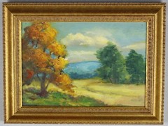 Original oil painting Lillian R. Dunnigan miniature landscape 5″ x 7″ IN/IL/VA