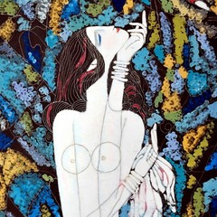 EUC Ting Shao Kuang Untitled Guoache on Board Original Painting Hand Signed OOAK