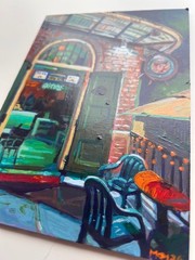 New Orleans French Quarter Dive Bar Acrylic Painting on Panel OOAK 5 x 7 Inches