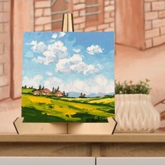Landscape Art Original Italy Oil Painting Tuscany Countryside Wall Art Cloud 8×8