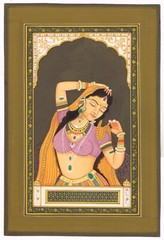 Hand Painted Indian Bani Thani Portrait Maharani Intricate Art 7.75×11.5 Inches
