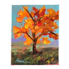 Original Fall Foliage Tree Abstract Acrylic Painting 8 X 10 Stretched Canvas