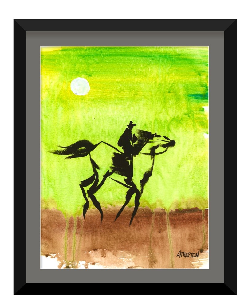 9×12 Original Western Cowboy Horse Painting on Paper Modern Expressionist by Jim
