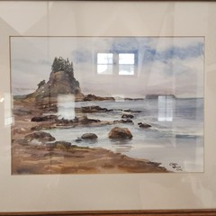 Original Watercolor by Carol Janda WASHINGTON STATE COAST NWWS OCEANSCAPE