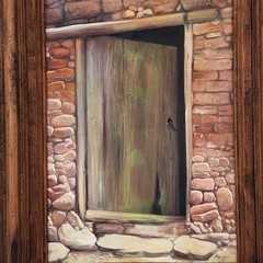 Magallanes Original Oil Painting 1995 Sonoran Doorway Hand-Carved SW Frame Art