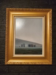 Original Oil Painting Canvas Framed Landscape „Dew- Kissed Fields“ Signed Art