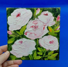 Flowers Peonies #5 Original Painting oil for her Impasto handmade wall art ooak