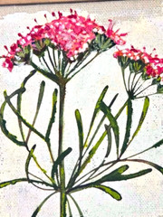 Floral Hand Painted & Embellished Canvas w/Acrylic Paint on Print Wood Frame