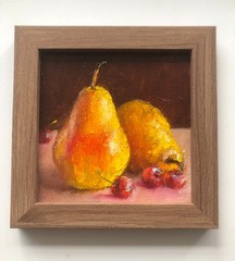 Original Oil Painting in Frame Pears Still life 4х4 in Miniature