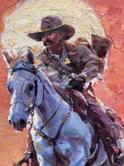 New Sheriff in Town Cowboy – Oil Painting Signed Framed