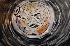 outsider art ‚Moonshot‘ 11×17 acrylic on hard paper Alexander Mohler