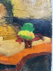 MID CENTURY MODERNIST MCM ABSTRACT FIGURATIVE STILL LIFE MODERNISM OIL PAINTING
