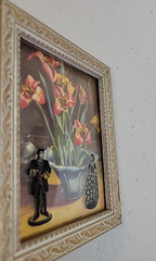 Lot of 2 Silhouette Shadow Floral Artwork Print Wall Decor Hanging 4″x5″