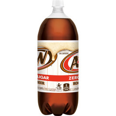 A&W Zero Sugar Root Beer Soda Pop, 2 L, Bottle