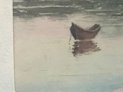 ANTIQUE WATERCOLOR SEASCAPE PAINTING W.D. PARISH FARRIS WINDMILL CAPE COD