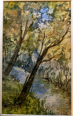 Orig Landscape Watercolor by G. DeVillaret 12.25in W x 14.25in L as Framed