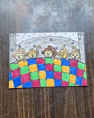 ACEO Original Monkey Cartoon Miniature Watercolor Painting by Sandrajean Smith
