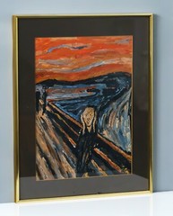 Painting Oil on Canvas The Scream Homage Gilt Framed Michal Bosza 1983