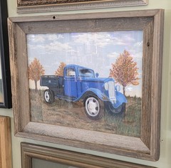 1930s Chevy Half Ton Pickup Truck Original Canvas Painting Barnwood Frame