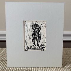Original Woodblock Etching Race Horse Scene Fran Ritchie Yost