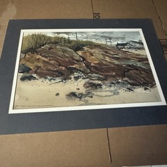 Hutchinson Watercolor “Sand Dunes” Original Work 26”x18.75” Matted Unframed