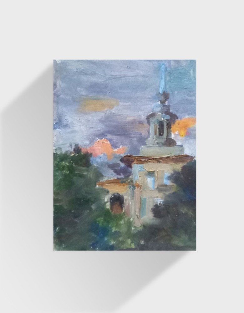 Oil painting City etude Ukrainian painter Unframed Decor original landscape art
