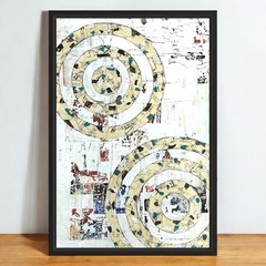 Original Framed Mixed Media Modern Art Collage Painting 12×18 „Gyrate“