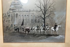 Vintage original 1963 Mary Jo Waters JFK presidential funeral acrylic painting