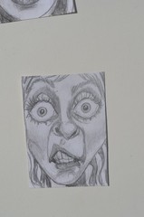 ACEO Original Pencil Drawing Funny Face 2 Female Original Art not a print