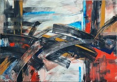 Large Abstract Acrylic Painting 39″x59″/100x150cm Modern Office Wall Art from EU