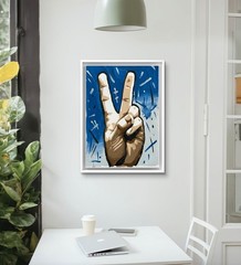 Original Abstract Peace Sign Hand Painting 9×12 paper Modern Wall Art Home Decor