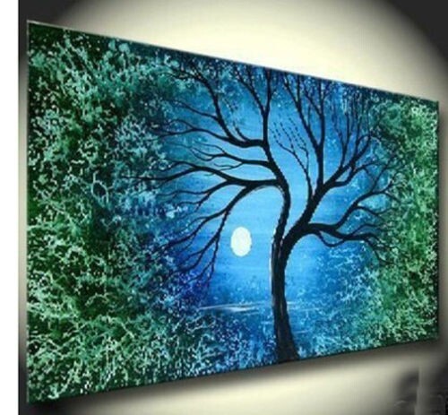 MQ-OP0445 100% Handmade Painted Moon Tree Landscape Oil Painting Art Canvas