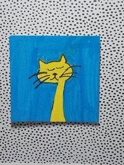 DOLLHOUSE Art MINIATURE 1:12 Scale WALL PICTURE CAT KITTEN 2 Inch Painting